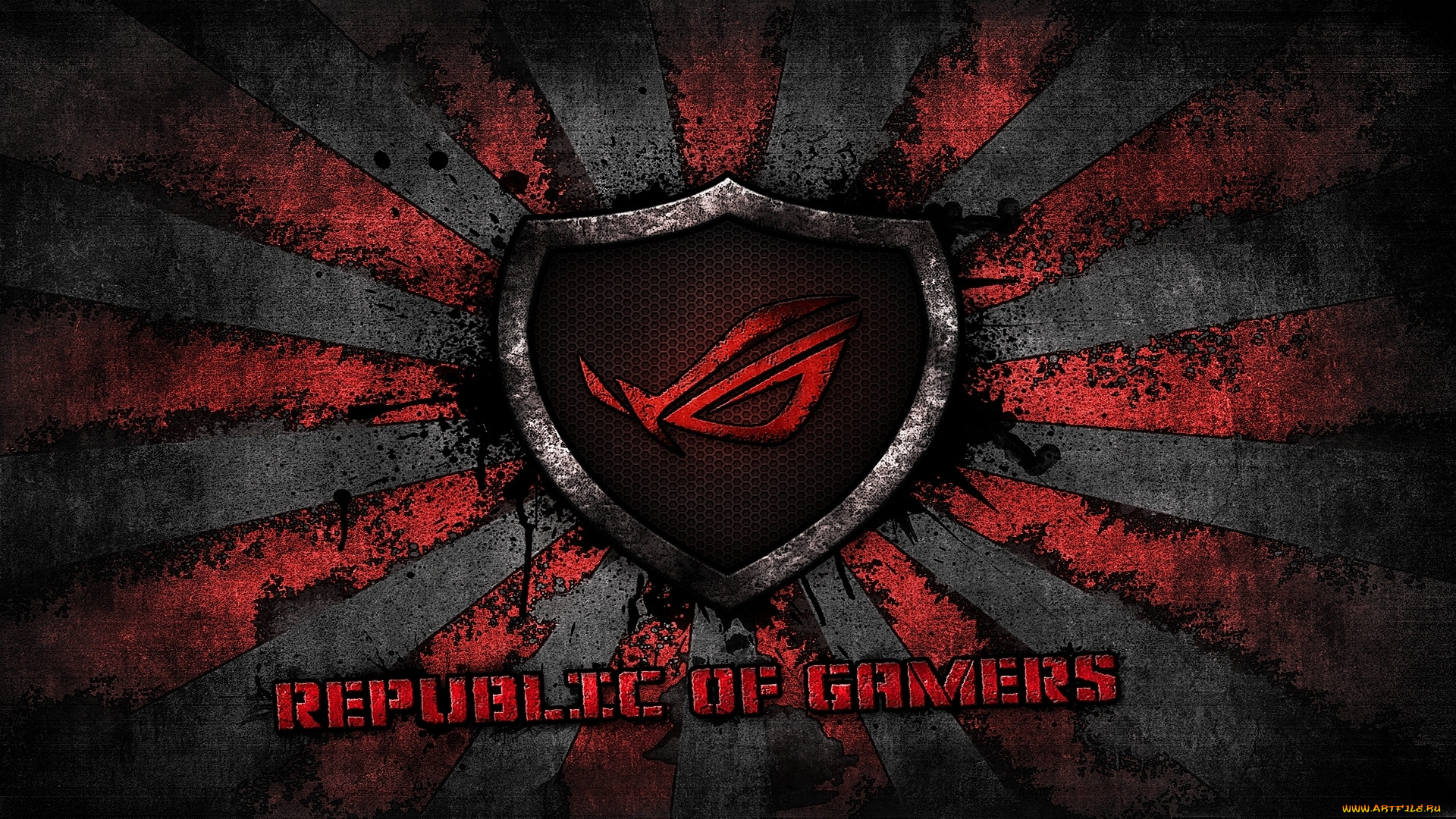 , asus, red, brand, sunburst, republic, of, gamers, logo, gamer, rog, grey, background